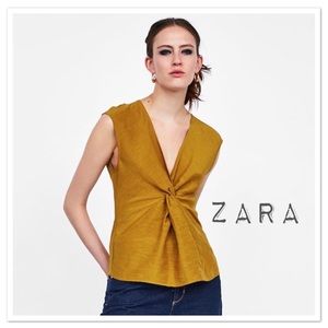 Zara Knotted V-Neck Top - NWT